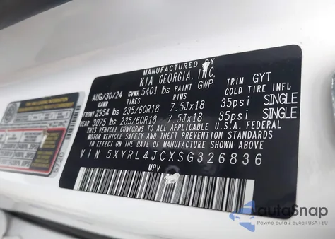 2025 Kia Sorento S from USA, damaged, VIN 5XYRL4JCXSG326836